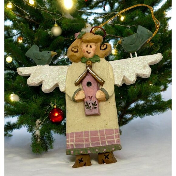 Vintage Kurt S Adler Angel Christmas Tree Ornament Birds & Birdhouse Folk Art - Picture 1 of 6